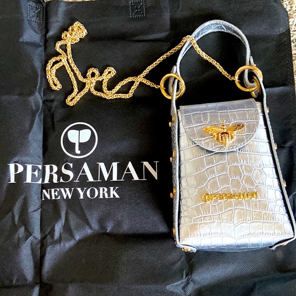 Persaman New York Joanna Croc Embossed Leather Phone Crossbody Bag - Picture 6 of 7